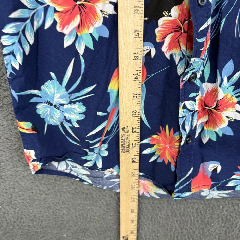 The Childrens Place Boys Blue Tropical Parrot Toucan Floral Button Down Shirt 16